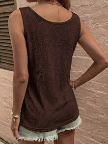 EMERY ROSE New Fashion Casual Versatile U-Neck Camisole For Women - Coffee Brown - View 4