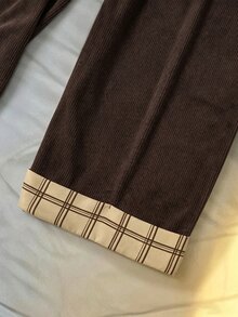 Franclia 大尺碼女款休閒日常口袋長褲 秋季 - 摩卡棕 - 查看 4