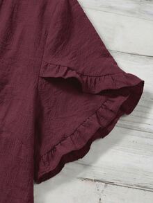 EMERY ROSE Women's Woven Casual Resort Summer Blouse - Burgundy - View 5