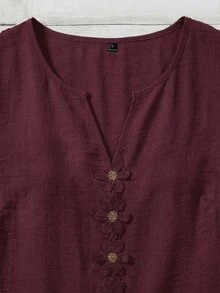 EMERY ROSE Women's Woven Casual Resort Summer Blouse - Burgundy - View 4