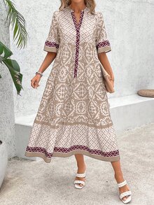 EMERY ROSE Women's Vintage Loose Casual Dress, Summer Maxi Women Outfit - Multicolor - View 7