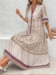 EMERY ROSE Women's Vintage Loose Casual Dress, Summer Maxi Women Outfit - Multicolor - View 4
