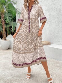 EMERY ROSE Women's Vintage Loose Casual Dress, Summer Maxi Women Outfit - Multicolor - View 6