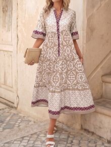 EMERY ROSE Women's Vintage Loose Casual Dress, Summer Maxi Women Outfit - Multicolor - View 3