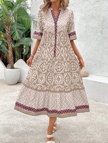 EMERY ROSE Women's Vintage Loose Casual Dress, Summer Maxi Women Outfit - Multicolor - View 5