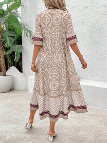 EMERY ROSE Women's Vintage Loose Casual Dress, Summer Maxi Women Outfit - Multicolor - View 2
