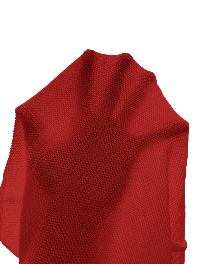 EMERY ROSE Women Simple Round Neck Batwing Sleeve Solid Color Casual Sweater Vest For New Year Clothes - Red - View 5