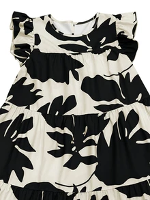 EMERY ROSE Women's Round Neck All-Over Print Pleated Casual Party & Travel Mid-Length Dress - Multicolor - View 4