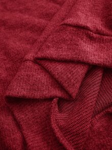 BrightlyHer Plus Size Minimalist Soft Form Casual Decent Simple Traditional Elegant Solid Color Crew Neck Long Sleeve Sweatshirt Vacation Homewear Formal Burgundy - Red - View 9