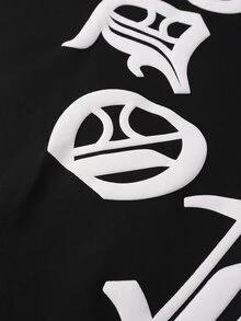 STYNVO 男士字母印花短袖T恤與短褲休閒日常穿搭套裝 - 黑色 - 查看 6