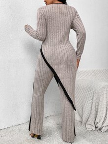 SHEIN Frenchy Conjunto de 2 piezas de punto elegante con bajo asimétrico para tallas grandes - Multicolor - Ver 2