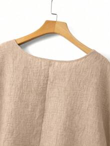 Linhara Spring/Summer New Versatile Casual Plus Size Shirt - Brown - View 3