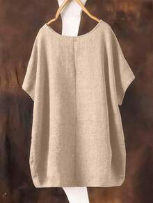 Linhara Spring/Summer New Versatile Casual Plus Size Shirt - Brown - View 2