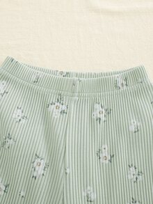 SHEIN Busana Bayi Perempuan Kasual Motif Bunga Kecil yang Elegan, Musim Gugur/Musim Dingin - MultiWarna - View 8