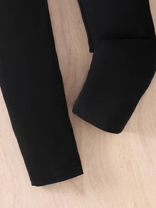 SHEIN Elladie kids 女童春秋日常復古格紋襯衫外套與休閒極簡細肩帶修身長褲兩件套長袖秋季服飾 - 棕色 - 查看 5