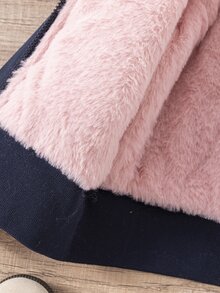 SHEIN Elladie kids 少女連帽冬季外套，街頭風，秋季新款，返校穿搭，黑色上衣，天鵝絨加厚中性夾克 - 黑色 - 查看 8