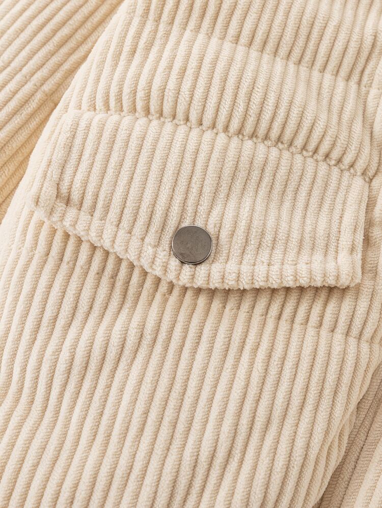 SHEIN Elladie kids Young Girls Hooded Winter Coats, Streetwear, Long Sleeve, Winter, Autumn, Velvet And Thickening Jacket - Khaki - View 6