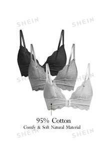 Ocili Set Bra Patchwork Renda Wanita 3 Potong - MultiWarna - View 2