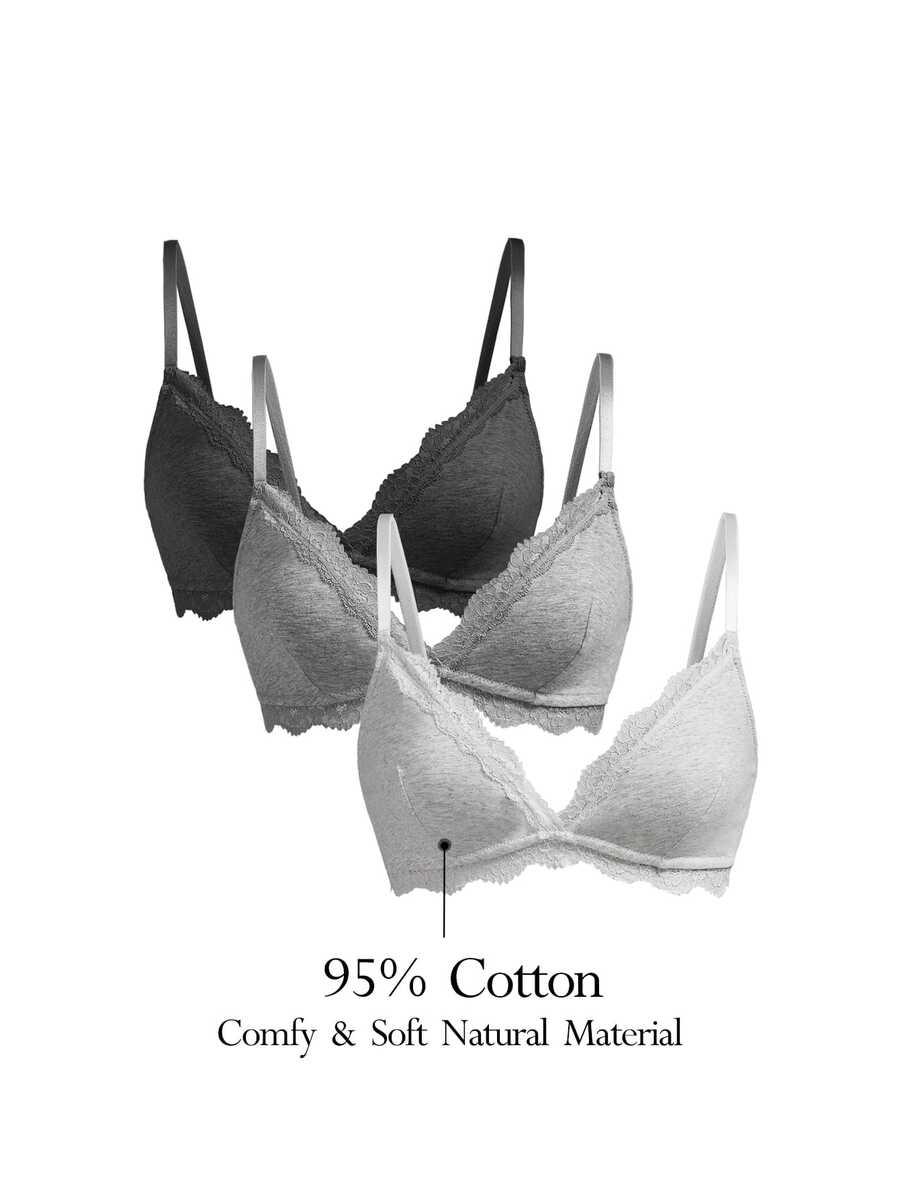 Ocili Set Bra Patchwork Renda Wanita 3 Potong - MultiWarna - View 1