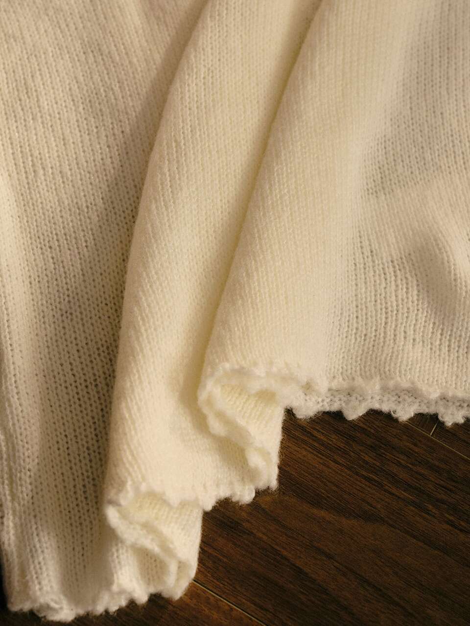 MOTF SOLID TIE BACK RAGLAN SLEEVE POINTELLE KNIT SWEATER
