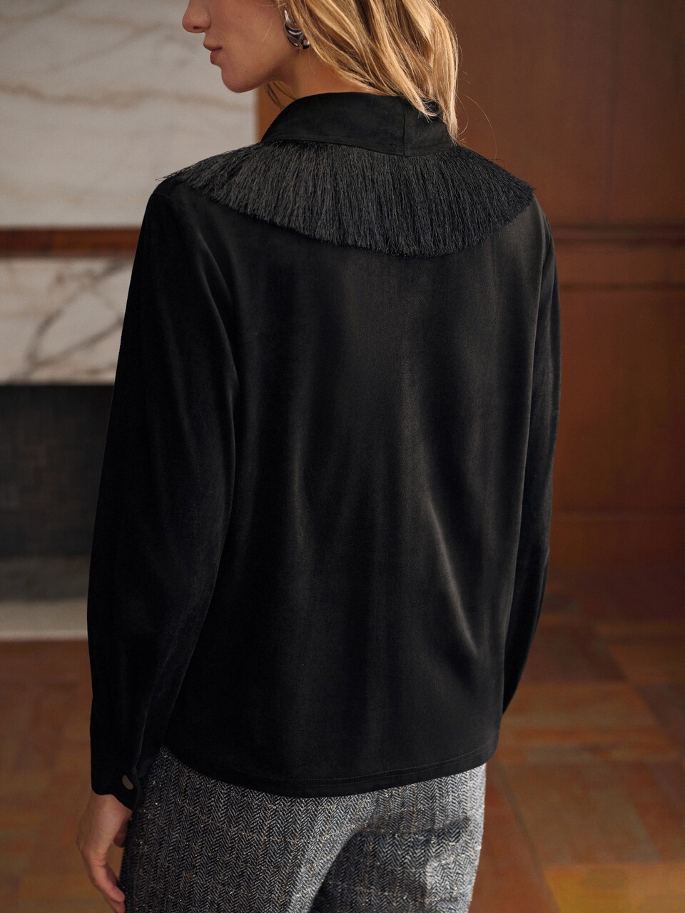 MOTF WOMEN'S FRINGE TRIM LONG SLEEVE TOP, AUTUMN/WINTER