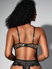 EmpressEnvy Bodyduit lencero con sujetador con aros, estampado de leopardo y encaje en contraste - Multicolor - Ver 3