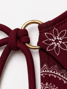 Women Paisley Beach Bikini Bottom Beach Vacation - Burgundy - View 5