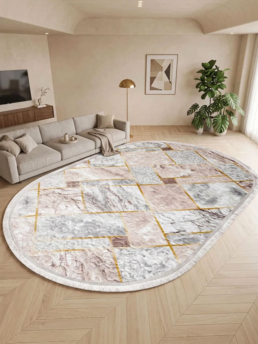 Modern Ivory Area Rug For Living Room | Soft Minimalist Contemporary Carpet Made In Turkey - White - View 1