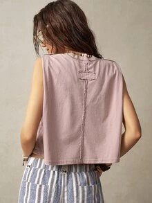 Bohemela Women's Round Neck Sleeveless Vacation Tank Top - Dusty Pink - View 2