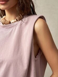 Bohemela Women's Round Neck Sleeveless Vacation Tank Top - Dusty Pink - View 6