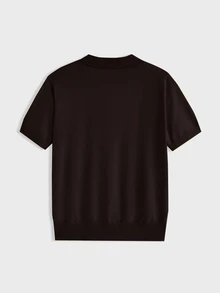 EASEVO Manfinity Brand - Men's Plus Size Short Sleeve Knit Top - Coffee Brown - View 5