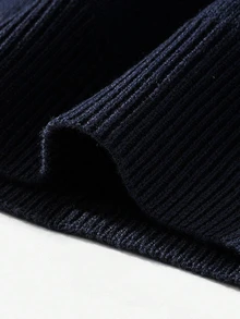 Manfinity Homme Old Money Autumn/Winter New Style Reverse Collar Half-Zip Pullover Long Sleeve Black And White Striped Contrast Fashion Casual Plus Size Men's Sweater - Black and White - View 6