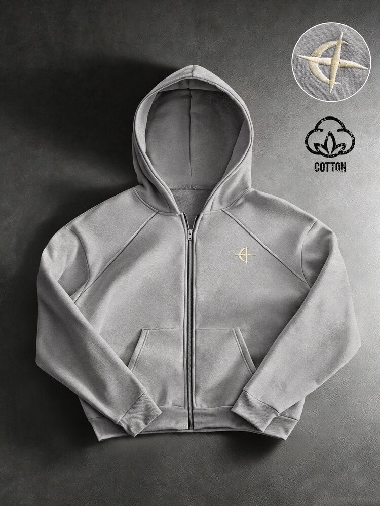 PAVTROS Men's Zip-Up Casual Daily Wear Hoodie - Grey - View 1
