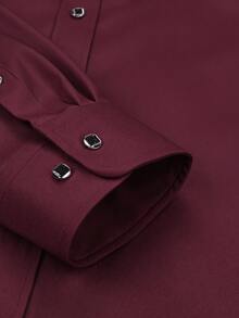 Manfinity Mode Loose Fit Men's White Long Sleeve Shirt - Burgundy - View 6