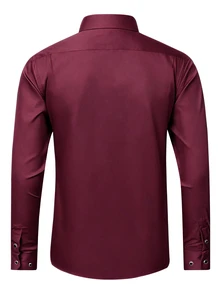Manfinity Mode Loose Fit Men's White Long Sleeve Shirt - Burgundy - View 2