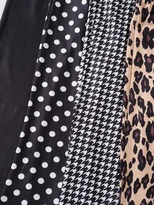 4pcs Young Girl Autumn/Winter Knitted Leopard Houndstooth Polka Dot Solid Black Flared Pants, Casual Leggings - Multicolor - View 7