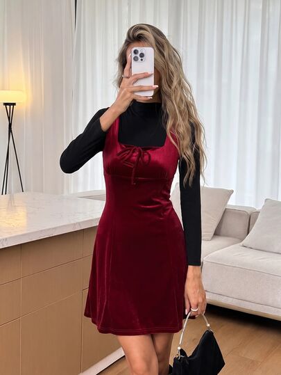 Easowa Women's Solid Color Fashion Date Party Mini Dress