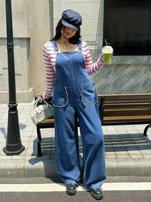 Rivivi Plus Size Women's Casual Fashion Denim Overalls - Dark Wash - View 5