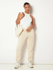 SHEIN BASICS Women's Solid Color Fitted Tank Top With Small Round Neckline Tops For Women White Tops - White - View 5