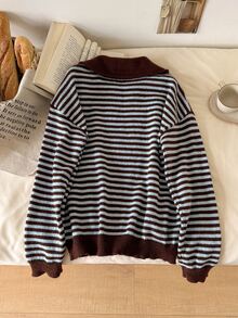 Story & Sage Autumn/Winter Casual Colorblock Striped Sweater - Multicolor - View 2