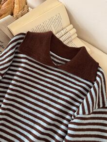 Story & Sage Autumn/Winter Casual Colorblock Striped Sweater - Multicolor - View 4