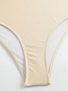 Vaytide Swim Oasis 女士纯色细肩带米色钢圈连体泳衣，配有可拆卸肩带、可调节侧边荷叶边和可拆卸金属装饰网纱裙三件套泳衣 - 杏色 - 查看 9