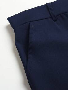 EMERY ROSE Plus Size Solid Color Casual Straight Leg Woven Suit Trousers Graduation,Back To School,Teacher Outfits For Women Winter Fall Autumn - Navy Blue - View 6