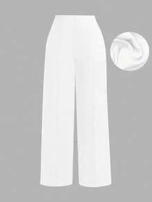 SHEIN Clasi Plus Size Women's Straight Leg Suit Pants Graduation,Back To School,Teacher Outfits For Women Winter Fall Autumn - White - View 3