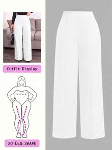 SHEIN Clasi Plus Size Women's Straight Leg Suit Pants Graduation,Back To School,Teacher Outfits For Women Winter Fall Autumn - White - View 1