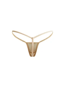 Ocili Mini Women Solid Color Sexy Thong - Khaki - View 2