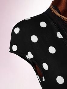 Amplova Women's Elegant Polka Dot Autumn Outfit - Black and White - View 7
