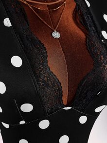Amplova Women's Elegant Polka Dot Autumn Outfit - Black and White - View 12