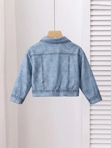 SHEIN Babygirl Cute Casual Versatile Printed Blue Floral Autumn Jacket - Blue - View 2