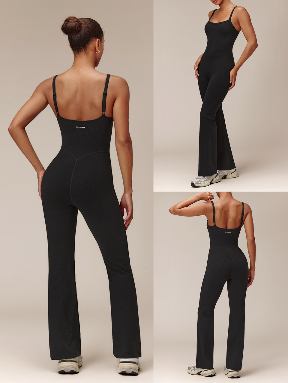 31" FeatherFit™ Fall Into Flare Jumpsuit With Flare-Leg, Adjustable Straps & Removable Cups Yoga Studio Daily Fall Wear